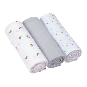 3 PACK MUSLIN SWADDLE BURP BLANKET ADVENTURE TRACTOR. TAILLE L