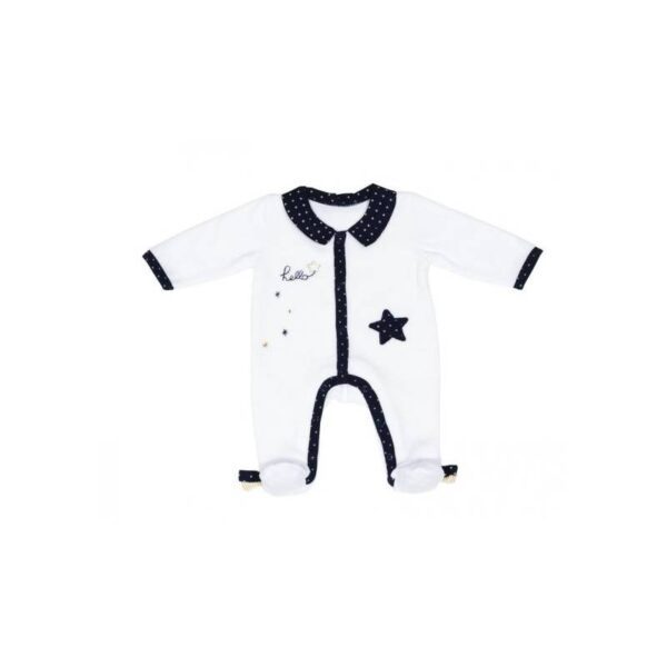 PYJAMA VELOURS GARCON HELLO Blanc 3 mois