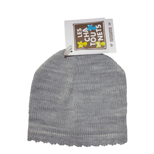 BONNET TRICOT 1 ER AGE BLANC gris naissance