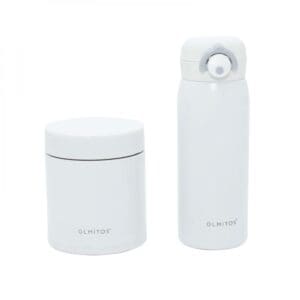 SET THERMOS GOURDE ET PETIT POT BLANC