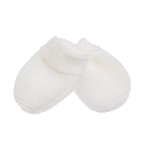 P'TIT BISOU-Moufles bio collection Tricot Blanc 0-1 mois