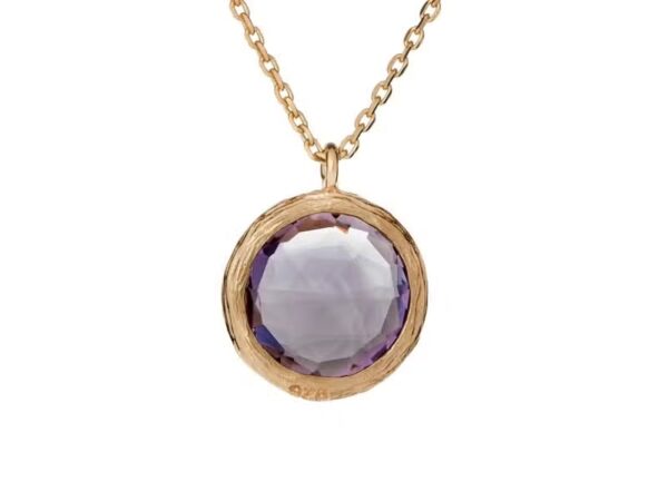 COLLIER-AMETHYSTE-ARGENT-DORE