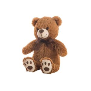 Ours en peluche marron classique avec nœud de 22 cm.