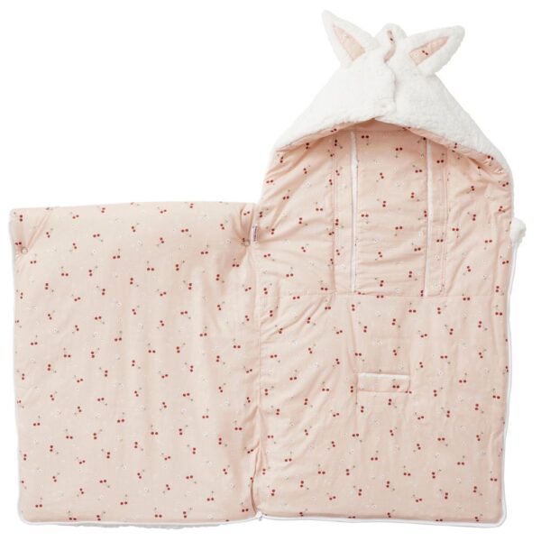 BB&CO-Nid d'ange en sherpa ourson doublé coton Cerises 0-6 mois