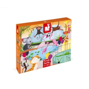 JANOD-Puzzle Tactile 'Journée Zoo' 20 pièces