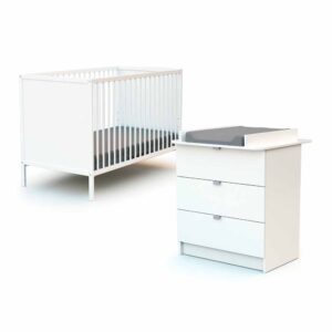 Webaby Lit Bébé et Commode à Langer Blanc