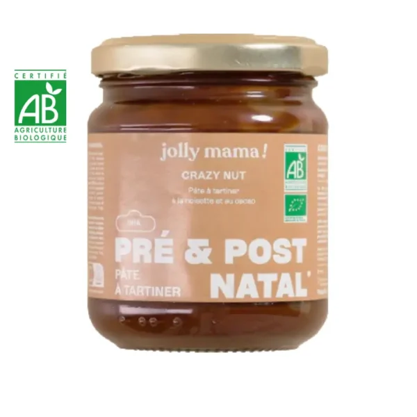 JOLLY MAMA Pâte à tartiner riche en oméga 3 (DHA), noisettes et cacao