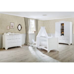 Chambre complète'Pino' large large3 pièces : lit bébé, grand meuble à langer, grande penderie