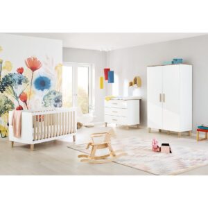 `Chambre complète 'Lumi' large3 parties : lit bébé, grand meuble à langer, penderie 2 portes