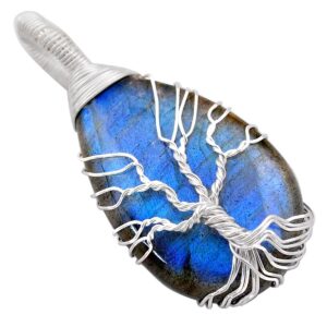 Collier et Pendentif "Croissance Spirituelle" en Labradorite et Argent 925