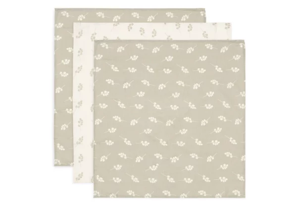 Jollein Lange gaze de Coton small 70x70cm Twig Olive Green (3p)