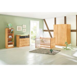 Chambre complète 'Natura' large large3 pièces : lit bébé, grand meuble à langer, grande penderie