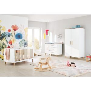 Chambre complète 'Lumi' extra large3 parties : lit bébé, meuble à langer extra large, armoire 2 portes