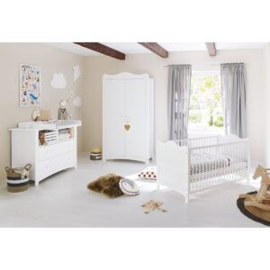 Chambre complète 'Florentina' extra large3 parties : lit bébé, meuble à langer extra large, armoire 2 portes