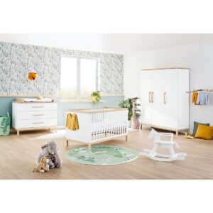 Chambre complète 'Light' large large3 pièces : lit bébé, grand meuble à langer, grande penderie