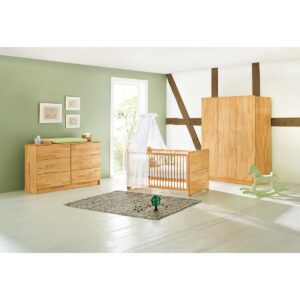 Chambre complète 'Natura' extra large large3 parties : lit bébé, meuble à langer extra large, grande penderie
