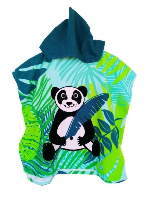 Poncho de plage enfant microfibre 100% polyester Panda 60x120cm 250g/m²