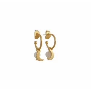 Boucles d'oreilles Lune & Pierre de Lune - Or