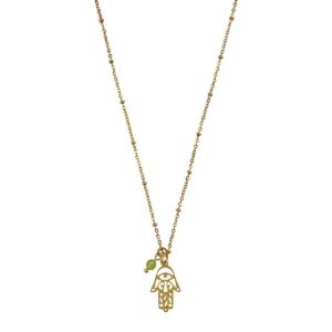 Collier Hamsa Main & Péridot - Or