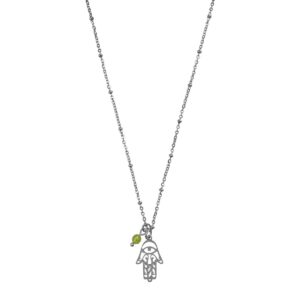 Collier Hamsa Main & Péridot - Argent